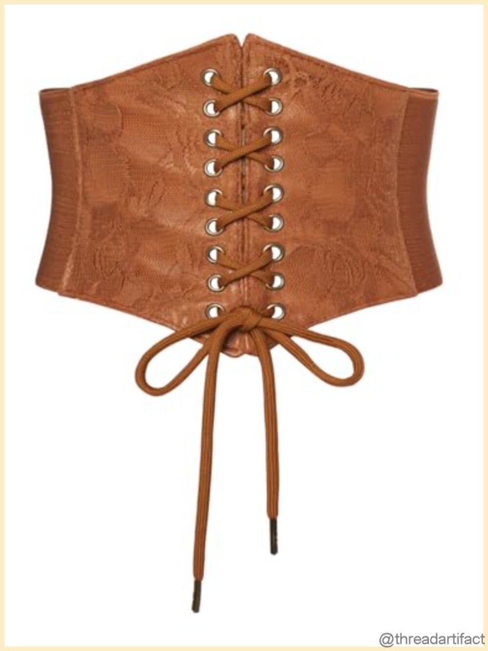Renaissance Corset Belt Wide Elastic Waist Faux Leather Lace-Up